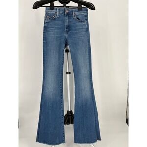 Mother The Weekender Fray Jeans Blue Flare Bell Bottom Raw Hem 26 Stretch Trendy